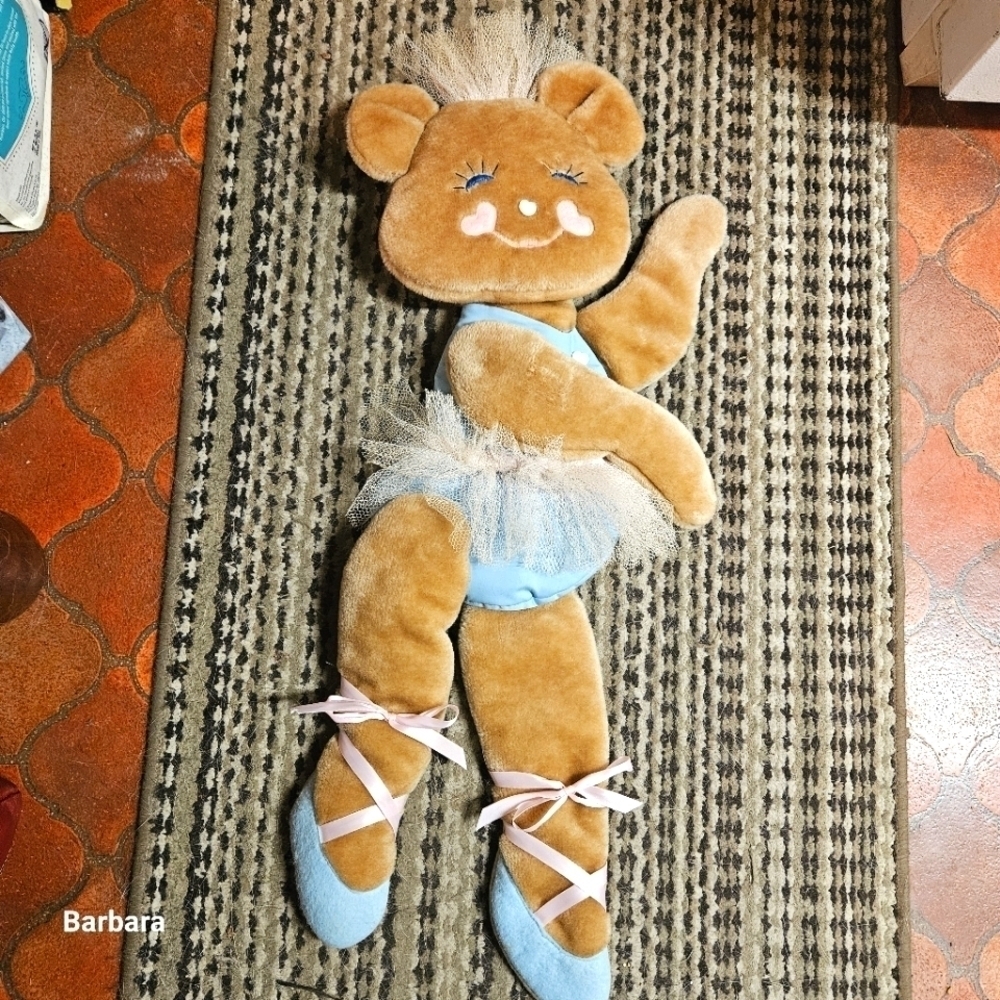 Vintage Handmade Ballerina Bear Child's Wall Decor
